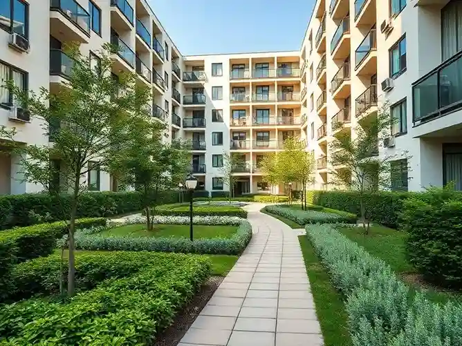Modern apartment buildings